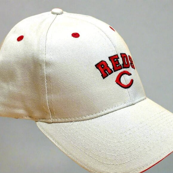 Cincinnati Reds Vintage Late '90s MLB White "Block Reds" NOS Cap - Picture 2 of 5